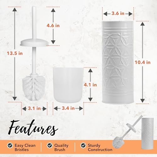 Autumn Alley White Toilet Brush with Holder Set