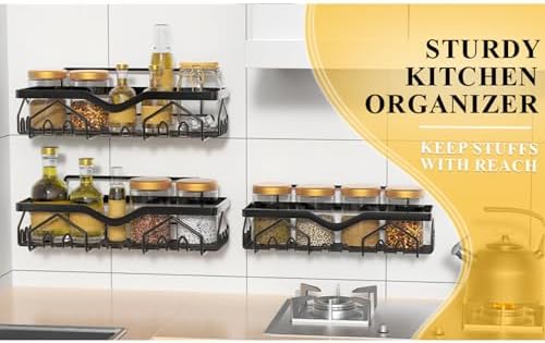 Wall Mounted Shower Caddy Organizer 3 Pcs No Drilling Black L