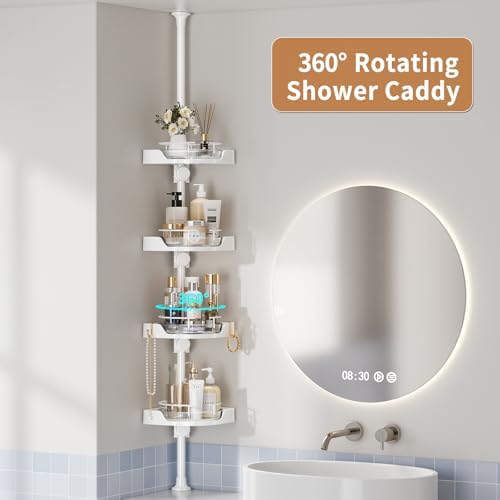 Shuang Qing 4-Tier Rotating Shower Caddy with Safety Guardrail