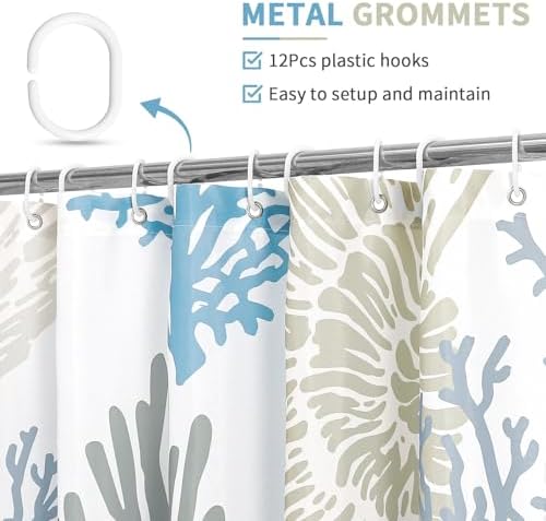 Gibelle Blue Nautical Shower Curtain 72x78 with Hooks