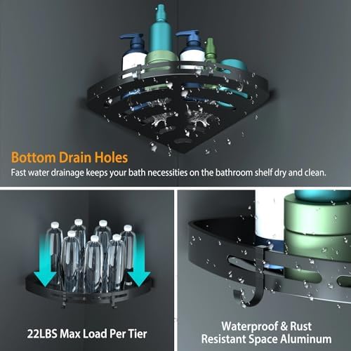 2Pcs Corner Shower Caddy Shelf with Adhesive Mount 1