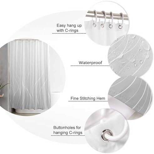 ZOE GARDEN Grey Striped Gradient Shower Curtain Set with Hooks 72x96