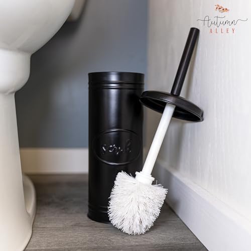 Autumn Alley Matte Black Toilet Brush with Holder Set