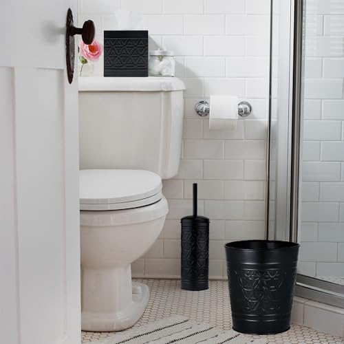 Autumn Alley Matte Black Toilet Brush and Trash Can Set