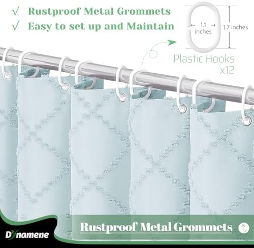 Dynamene Fog Blue Boho Shower Curtain Set