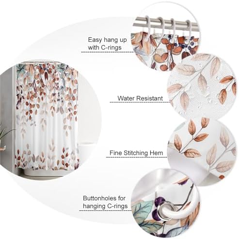 ZOE GARDEN Fall Shower Curtain Set with Rug and Hooks