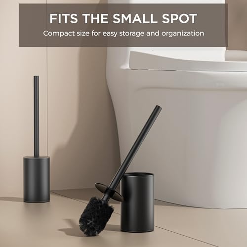 FORIOUS Toilet Brush and Holder Set Matte Black 304 Stainless Steel