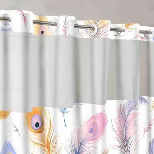 Gdmoon Colorful Peacock Feather Shower Curtain Set