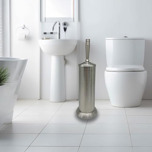 Indecor Home Brushed Nickel Toilet Bowl Brush with Holder 1