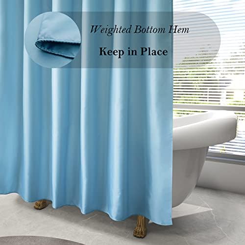 AooHome 48x72 inch Shower Liner with Hooks and Weighted Hem - Blue