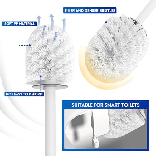 Y-in Hand Toilet Brush and Holder Set - Compact Durable Wall Mountable