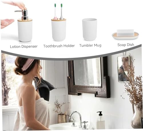 Veesper Bathroom Bin and Toilet Brush 4PCS Set 1