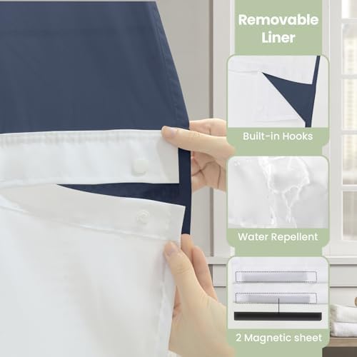 Inhousolu Premium No Hook Shower Curtain Set