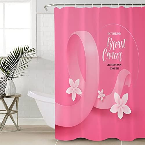 ZOE GARDEN Carefree Breast Cancer Shower Curtain Set with Hooks