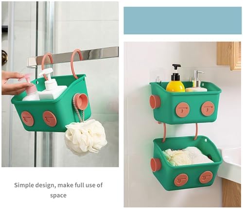 Shower Storage Basket With Hooks No Drilling Grey Organizer