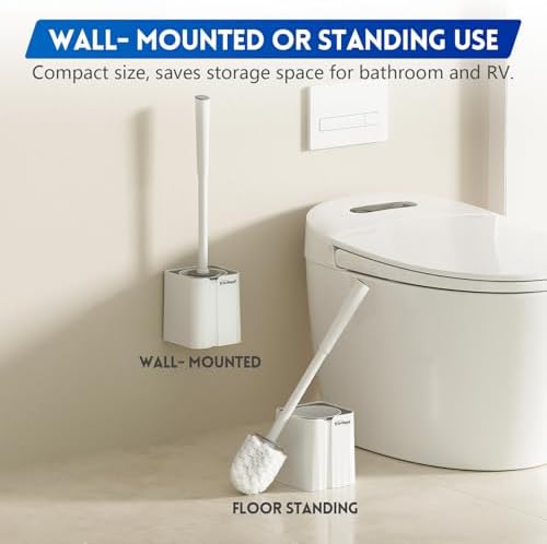 Y-in Hand Toilet Brush and Holder Set - Compact Durable Wall Mountable