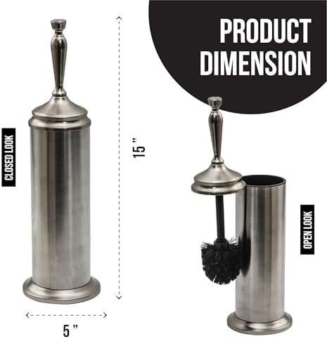 Splash Home Adora Toilet Brush with Holder - Satin Nickel 1
