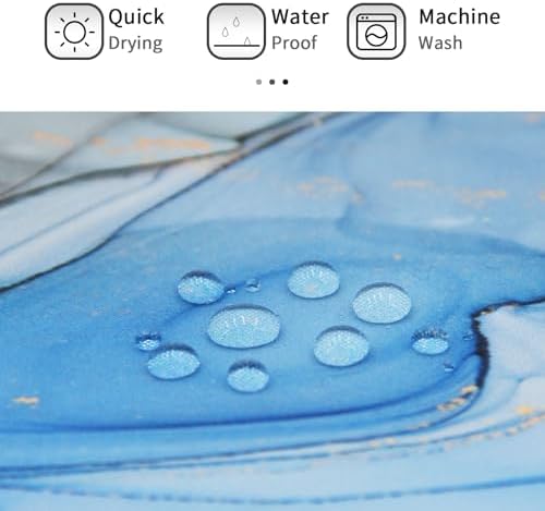 Gibelle Abstract Blue Grey Marble Shower Curtain Set 71x71