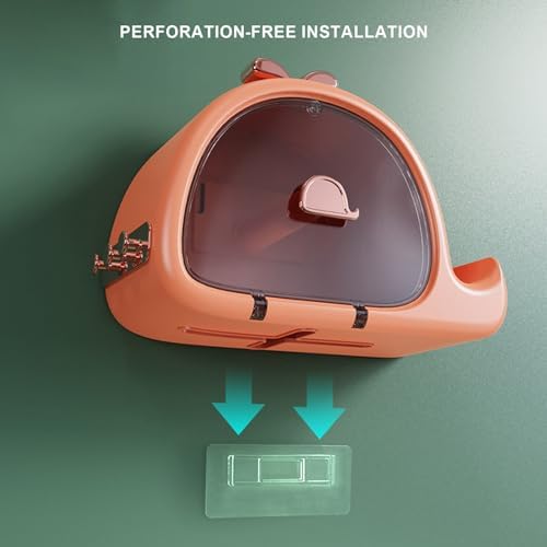 Hesitroad Orange Toilet Paper Holder Storage Box Wall Mounted Organizer