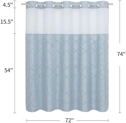 Boho FogBlue Woven Fabric Shower Curtain 72x74