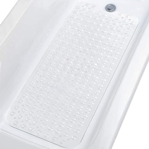 Topotdor Clear Baby Bath Mat 40x16 Inch Non Slip