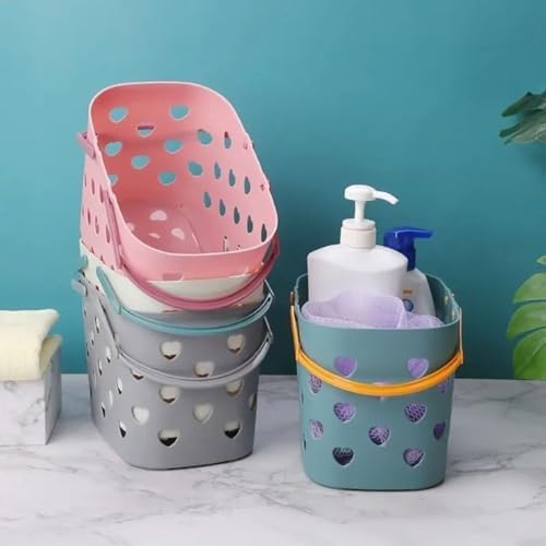1PCS Heart-Shaped Portable Shower Basket with Handle