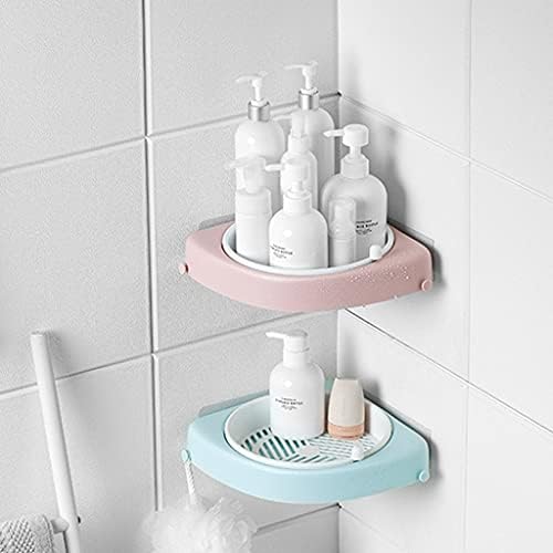 WISHNYMPH Wall-Mounted Rotating Shelf with Hooks Pink