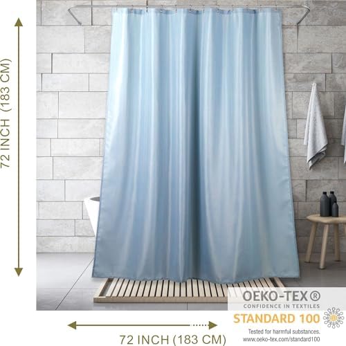 Popkozzi Fog Blue Linen Textured Shower Curtain