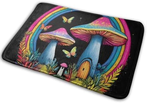 BoomDragon Anti-Slip Trippy Mushroom Bathtub Mat Set