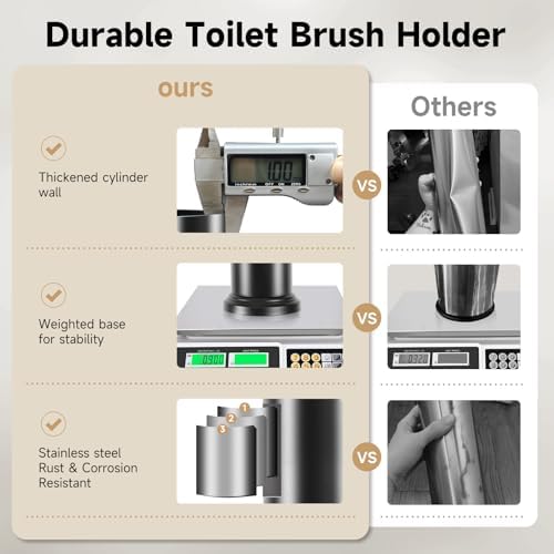 UNCONSIL Black Toilet Brush and Holder with Lid