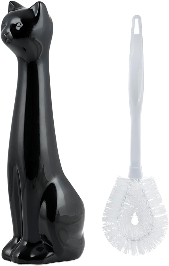 Allure Home Creation Black Cat Toilet Brush Holder and Brush Set 1