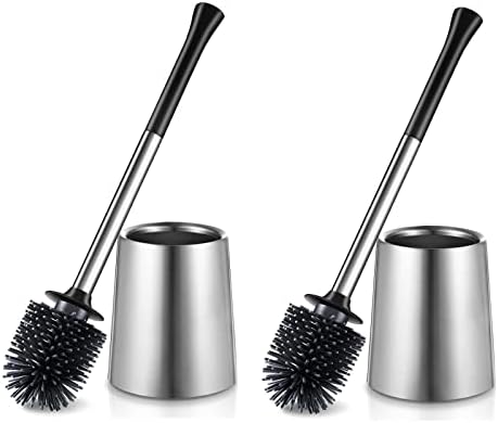 HAMITOR 2Pack Toilet Brush Holder Set - Silicone Stainless Steel