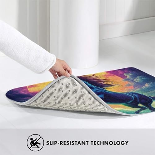 BoomDragon Anti-Slip Bath Mat with Sea Running Wild Horse Design