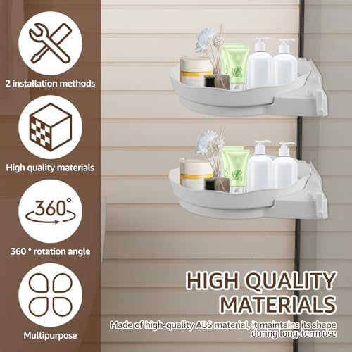 360 Rotating Corner Shower Caddy with 5 Hooks