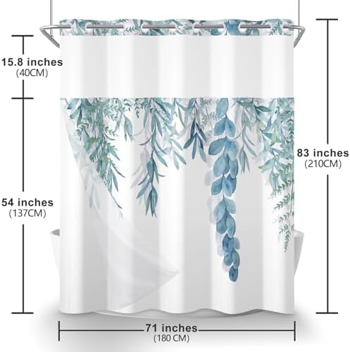 AWERT Double Layer Shower Curtain Set with Snap Liner Sage Green