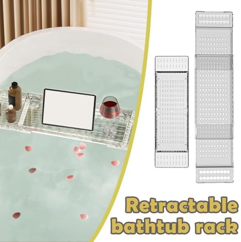 Clear Acrylic Expandable Bathtub Tray with Anti-Slip Design