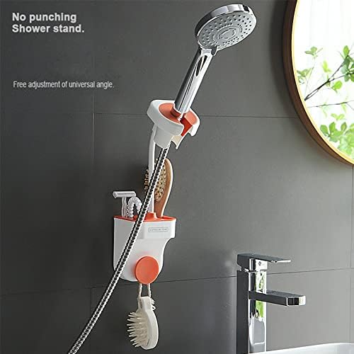 HOTRA Adjustable Showerhead Bracket with Hair Dryer Hook and Storage