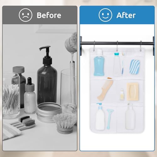 Phyxin Mesh Shower Caddy with 3 Hooks and 7 Pockets 1