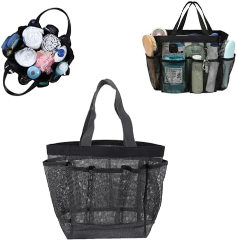 2025 Portable Shower Caddy Bag with 8 Pockets - Black