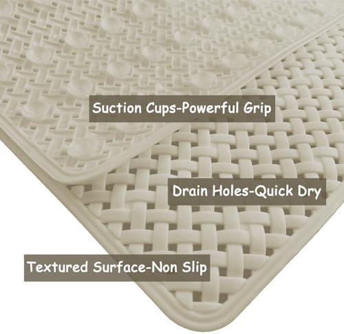 Fnnezkn Non-Slip Bathtub Mat with Suction Cups and Drain Holes