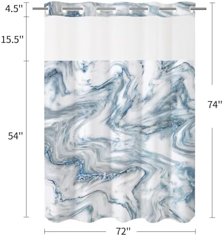 MitoVilla Blue Marble Shower Curtain Set 72x74 1