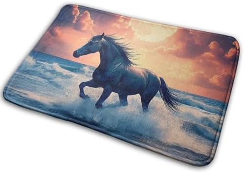 BoomDragon Anti-Slip Washable Bathtub Mat with Wild Horse Art