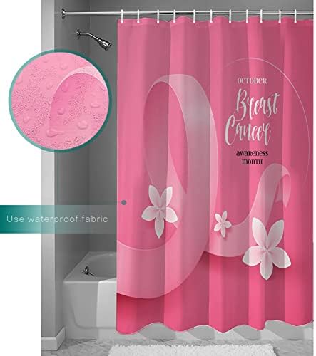 ZOE GARDEN Carefree Breast Cancer Shower Curtain Set with Hooks