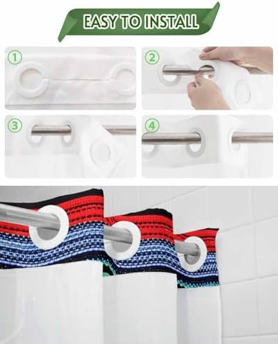 Eeijunphn No Hooks Shower Curtain Set 72x72in Abstract Mexico design