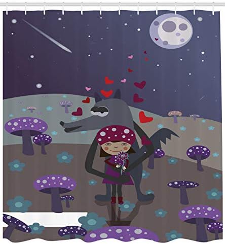 Ambesonne Red Riding Hood Wolf Shower Curtain Set 69 x 70