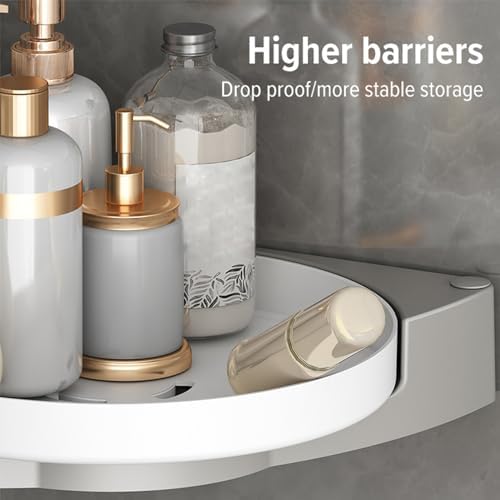 Corner Shower Caddy with Lazy Susan Organizer No Drilling