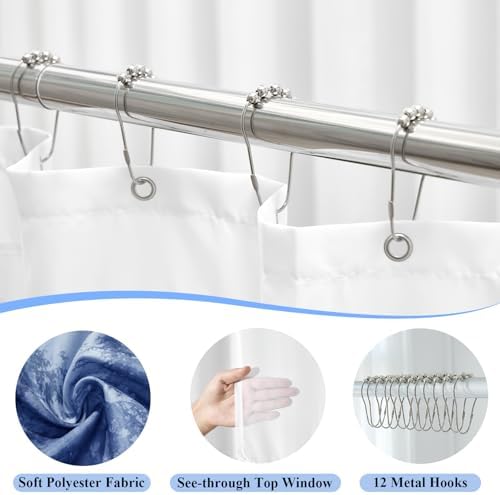 ORTIGIA Misty Forest Shower Curtain Set with Liner and Hooks 1