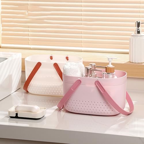 Multi-Scene Plastic Storage Basket with TPR Handle and Ventilated Design
