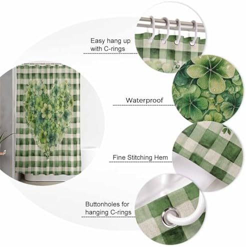 ZOE GARDEN Buffalo Plaid Love Shower Curtain Set 1
