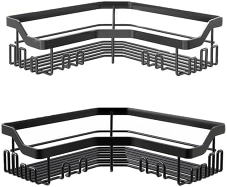 Corner Shower Caddy 2 Pcs No Drilling Black L